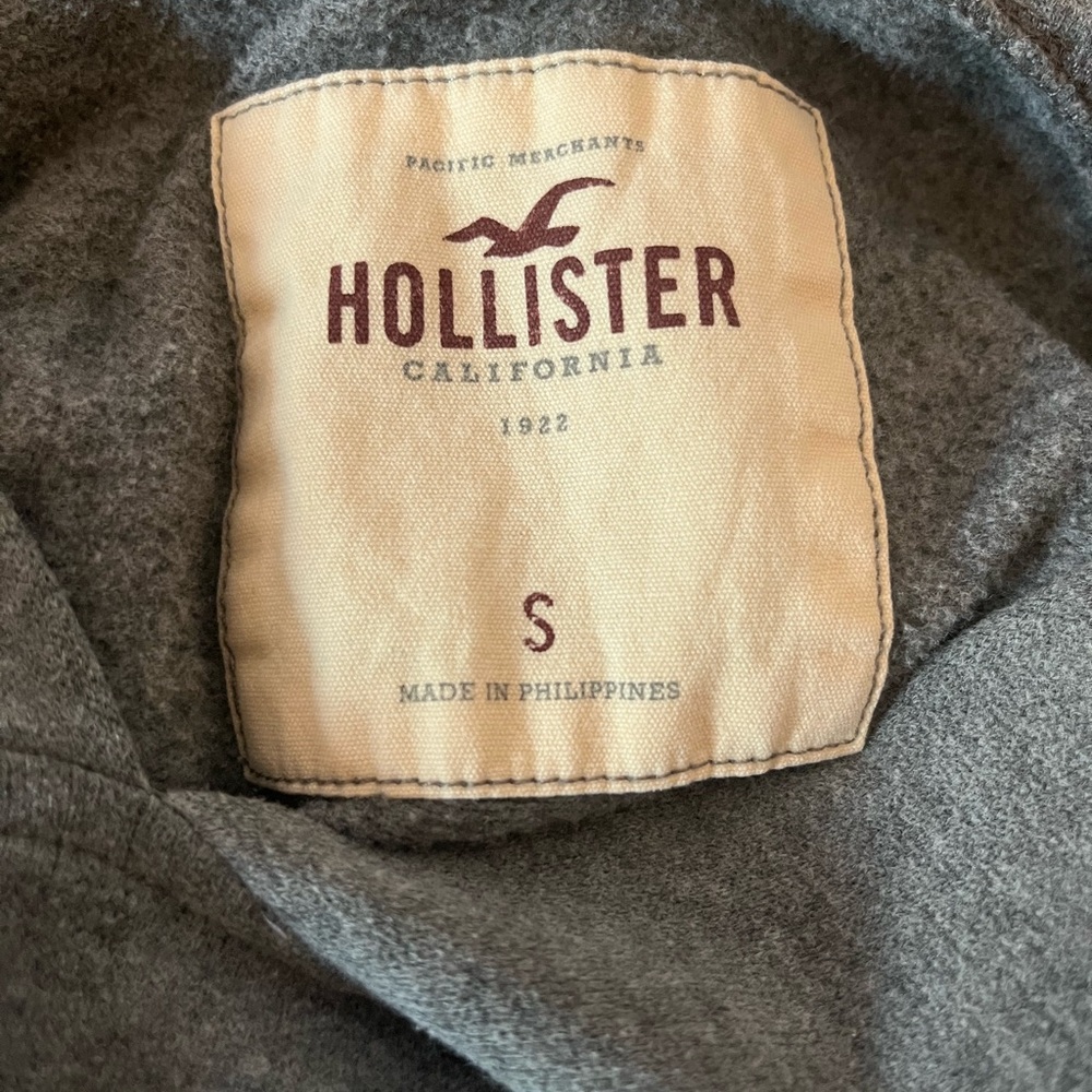 Grey Hollister sweatshirt, glittery cyan logo, women’s small - Picture 3 of 4